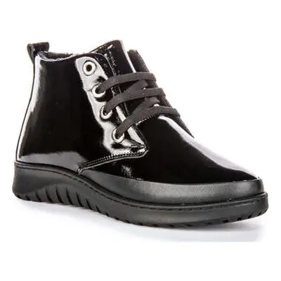 Justinreess England Justinreess Womens Black Patent Lace up Comfort Chukka Boots women's Trainer