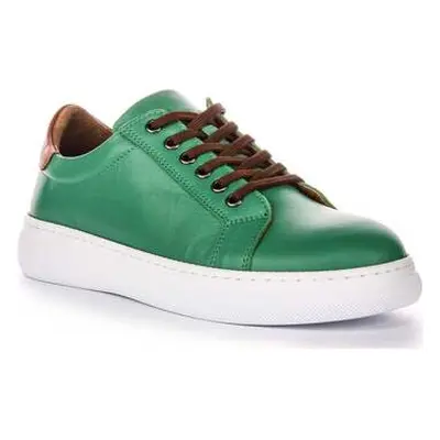 Justinreess England Womens Lace up Casual Green Leather Shoes women's Trainers in Green