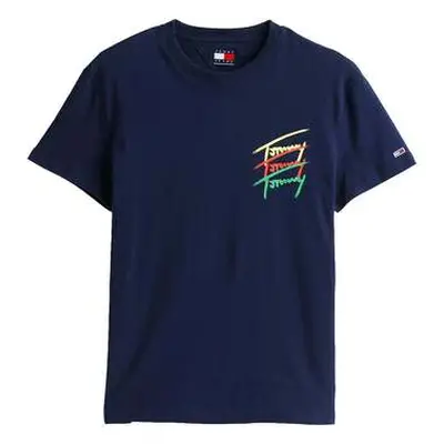 Tommy Jeans 3 Colour Twisted Logo T-Shirt Dark Night Navy men's in Blue