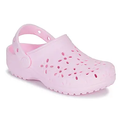 Crocs Classic Floral Cut Out Clog K girls's Children's Clogs (Shoes) in Pink