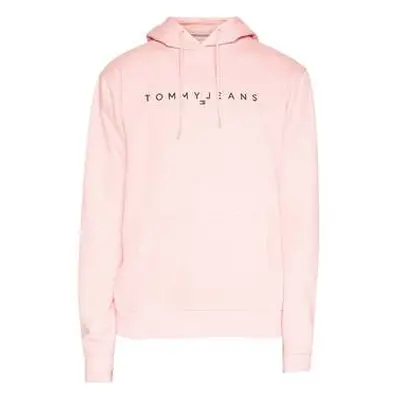 Tommy Jeans Linear Logo Hoodie Pink men's Sweatshirt in Pink