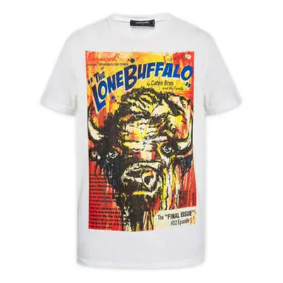 Dsquared Men's White The Lone Buffalo Graphic Print T-Shirt men's in White