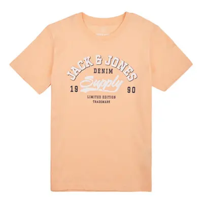 Jack & Jones JJELOGO TEE SS NECK 2 COL 23/24 NOOS JNR boys's Children's T shirt in Orange