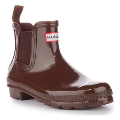 Hunter Chelsea Gloss women's Wellington Boots in Brown