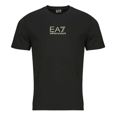 Emporio Armani EA7 TRAIN GOLD LABEL TEE PUNTO ROMA BIG LOGO 7M000301 men's T shirt in Black