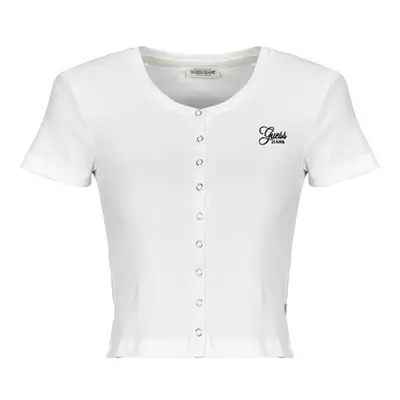 Guess SL CN SNAP EMBRO SLIM TOP women's T shirt in White