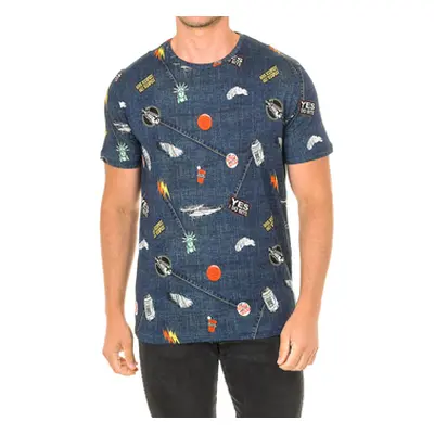 John Frank JFTD01-RIPPED-MULTICOLOR men's T shirt in Blue