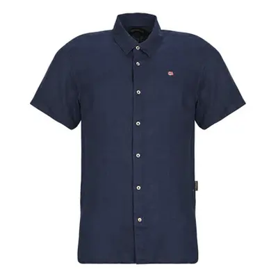 Napapijri G-LINEN men's Short sleeved Shirt in Marine