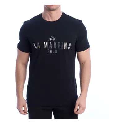 La Martina YMR322-JS206-09999 men's T shirt in Black