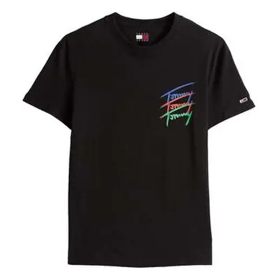 Tommy Jeans 3 Colour Twisted Logo T-Shirt Black men's in Black