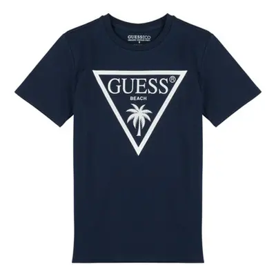 Guess T SHIRT MINIME boys's Children's T shirt in Marine