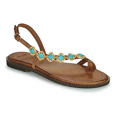 Exé Shoes 530-MILOS-LEATHER-BROWN-TURQUOISE women's Sandals in Brown