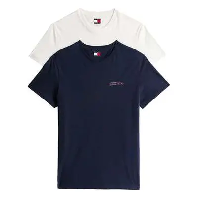 Tommy Jeans 2 Pack Slim T-Shirts Ecru/Dark Night Navy men's in Multicolour