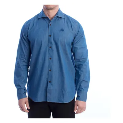 La Martina UMC005-DM094-D7002 men's Long sleeved Shirt in Blue