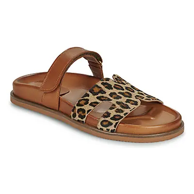 Exé Shoes 967-KIMOLOS-LEOPARD-TAN women's Mules / Casual Shoes in Brown