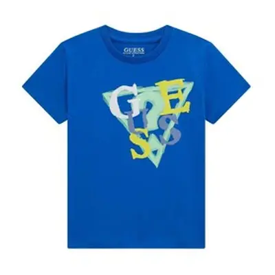 Guess T SHIRT boys's Children's T shirt in Blue