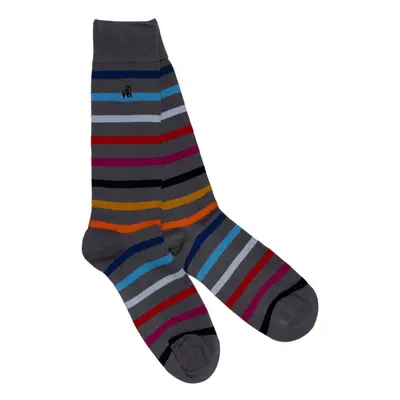 Grey Small Striped Bamboo Socks