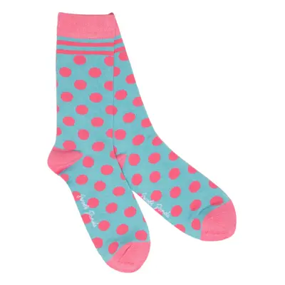 Blue and Pink Polka Dot Bamboo Socks