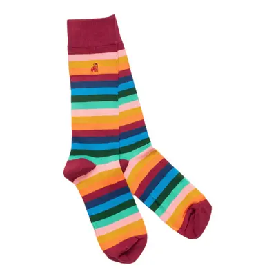 Multi Fine Striped Bamboo Socks