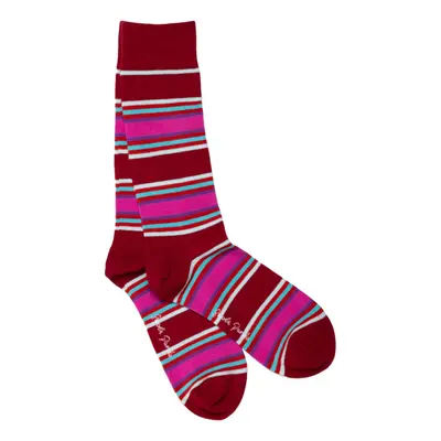 Burgundy & Pink Striped Bamboo Socks