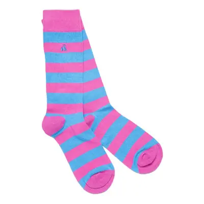 Pink and Blue Striped Bamboo Socks