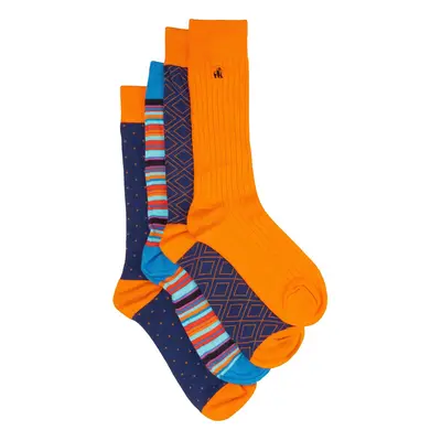 Orange and Blue Sock Bundle - Four Pairs