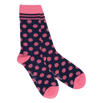 Navy and Pink Polka Dot Bamboo Socks