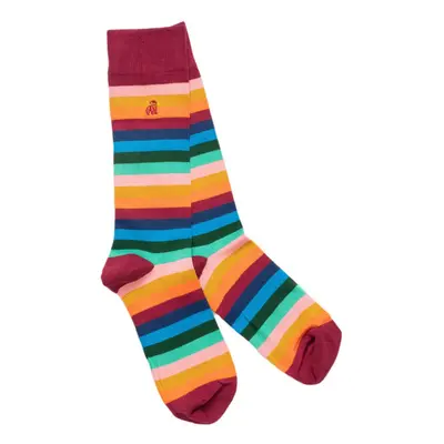 Multi Fine Striped Bamboo Socks (Comfort Cuff)