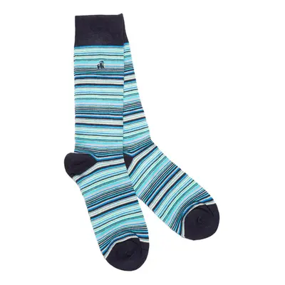 Navy and Blue Narrow Striped Bamboo Socks