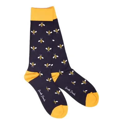 Navy Bumblebee Bamboo Socks (Comfort Cuff)