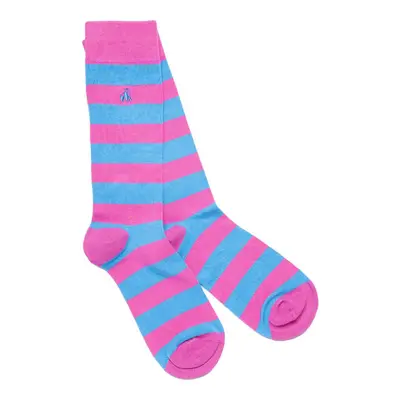 Pink and Blue Striped Bamboo Socks