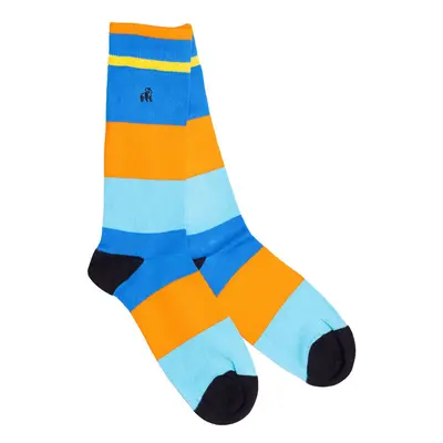 Orange & Blue Striped Bamboo Socks