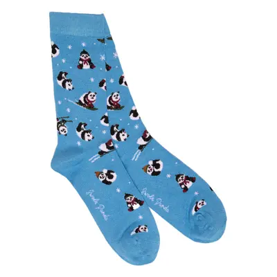 Blue Skiing Panda Bamboo Socks