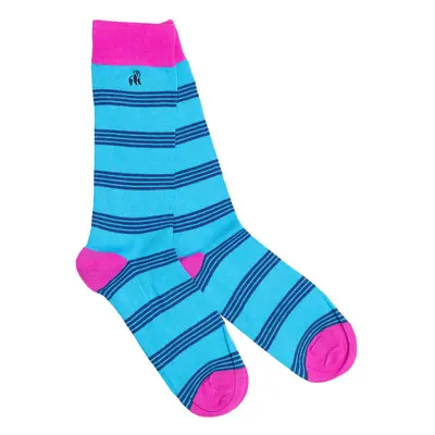 Aqua & Pink Striped Bamboo Socks