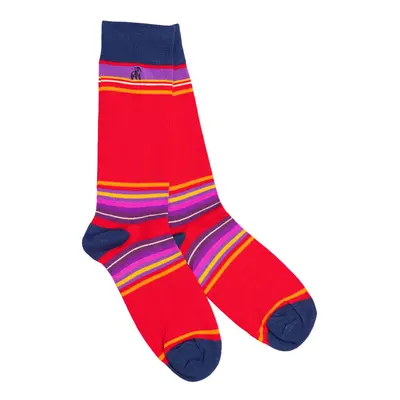 Red Multi Stripe Bamboo Socks