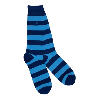 Sky Blue Striped Bamboo Socks (Comfort Cuff)