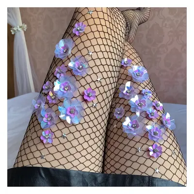 Purple Paisley Fishnet Stockings