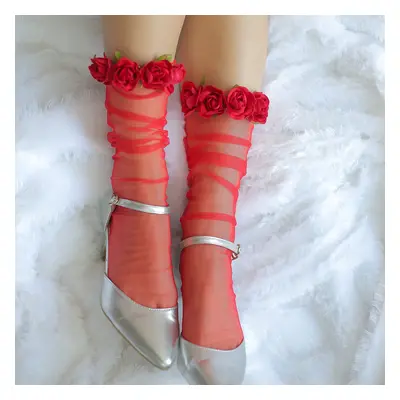 Lush Roses Tulle Socks