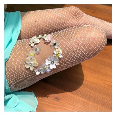 Embellished Heart Fishnet Stockings