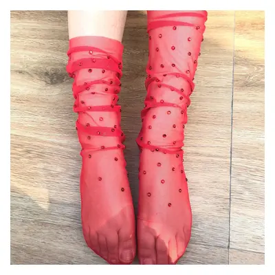 Ruby Red Tulle Socks