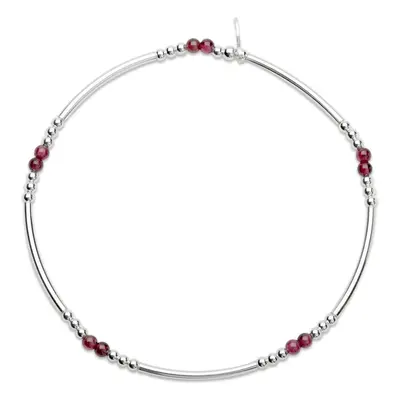 John Greed Signature Silver Garnet Noodle IMERAKI Bracelet For Women