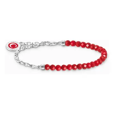 THOMAS SABO Silver Charmista Fine Chain Red Stone Charm Bracelet For Women