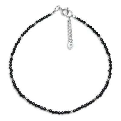 John Greed Signature Silver Black Beaded Anklet For Women