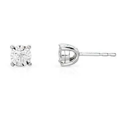 Fine Jewellery by John Greed 9ct White Gold Illusion Set 0.25ct Diamond Earrings For Women