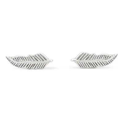 John Greed Signature Silver Feather Earrings For Women