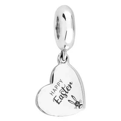 John Greed Signature Silver Happy Easter Bunny Heart Pendant Charm For Women