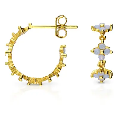 John Greed Tempest Meadow Gold Plated Cream CZ Flower Hoop Earrings For Women