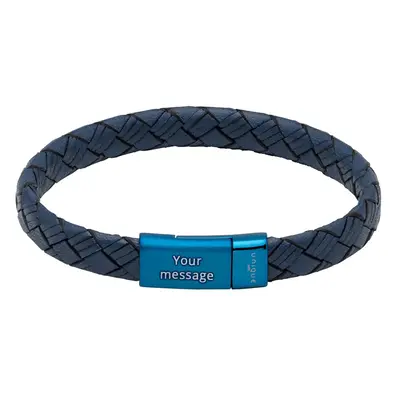 Unique Navy Leather Bracelet with Blue Steel Magnetic Clasp