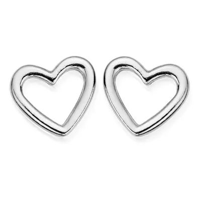 ChloBo Silver Open Heart Stud Earrings For Women