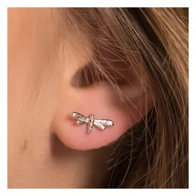 John Greed Tempest Meadow Silver Dragonfly Stud Earrings For Women